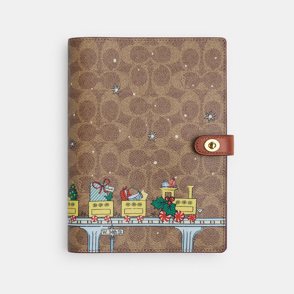 Coach Notebook In Signature Canvas With Holiday Train collectable 2025 Xmas